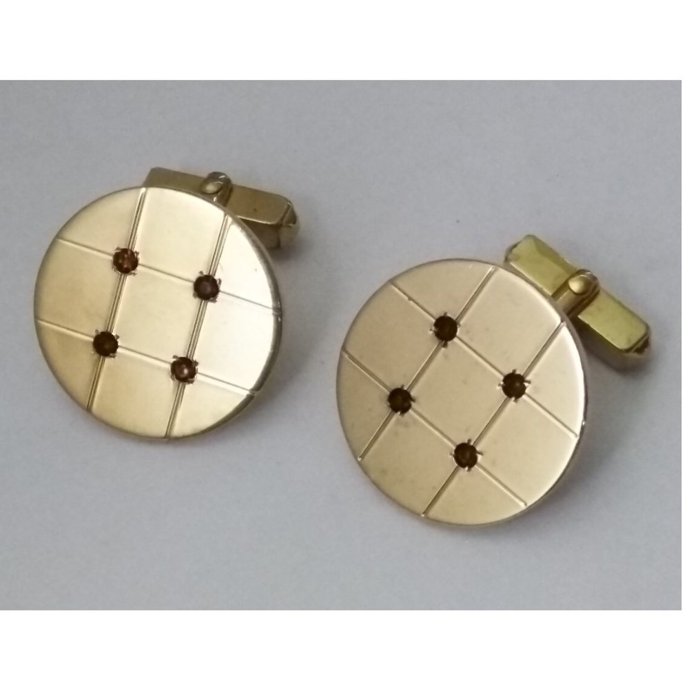 Vintage 12k Gold Filled Red Gemstone Cufflinks